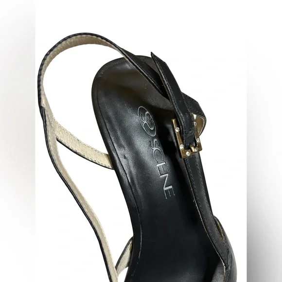 Y2K Millennial Diva Vintage Leather Slingback Woven Cute Cutout Wedge Heel EU 37 - Picture 4 of 16